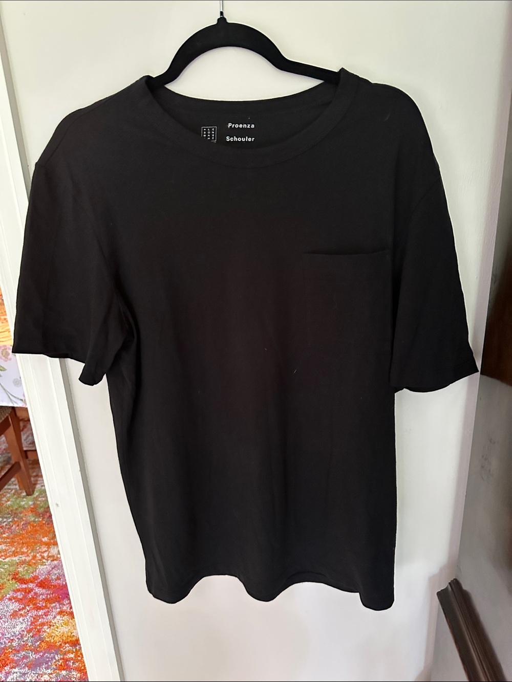 Proenza Schouler Black Short-Sleeve Crewneck Pocket Tee